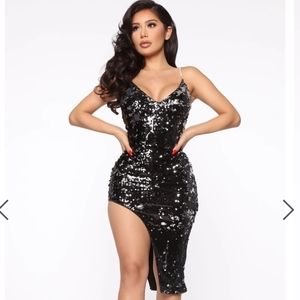 Fashion Nova Asymmetrical Sequin Dress XL NWT